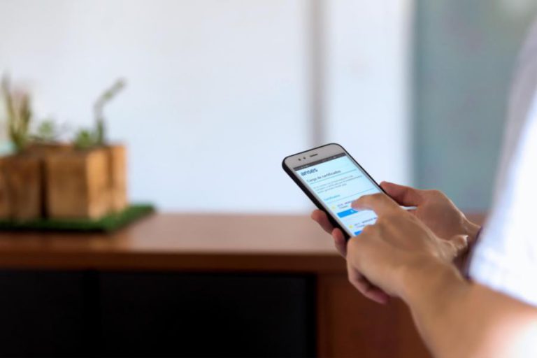 Un ciudadano realiza un trámite estatal mediante su smartphone / ANSES