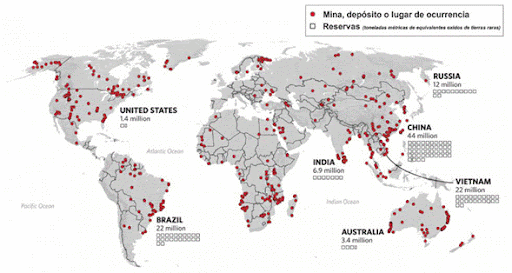 Fuente: Stratfor (2019). Distribución global de tierras raras.
